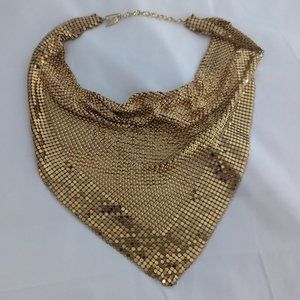 Vintage Whiting & Davis Gold Mesh Bib Necklace